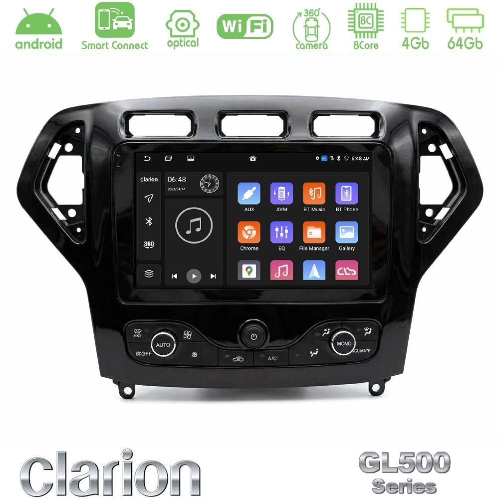 Clarion GL500 Series 8Core Android ClarionOS 4+64GB Ford Mondeo 2007-2010 (Auto AC με NAVI) Navigation Multimedia Tablet 9"