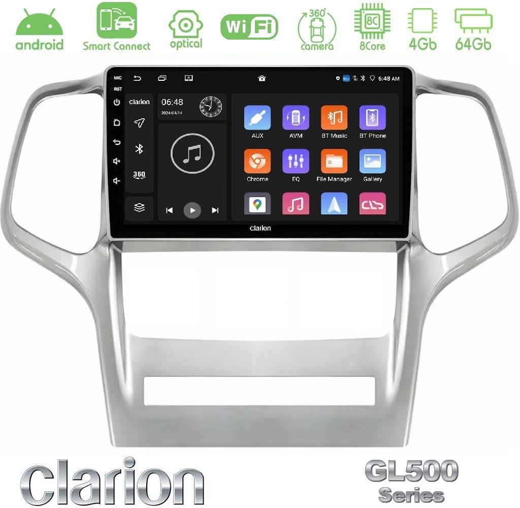 Clarion GL500 Series 8Core Android ClarionOS 4+64GB  Jeep Grand Cherokee 2011-2013 Navigation Multimedia Tablet 9"