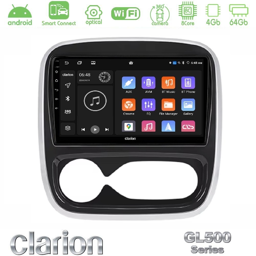 Clarion GL500 Series 8Core Android ClarionOS 4+64GB  Renault/Nissan/Opel/Fiat Navigation Multimedia Tablet 9" (AUTO A/C)