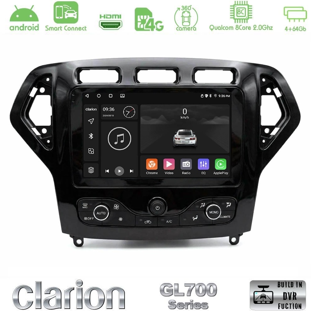 Clarion GL700 QUALCOMM Series 8Core Android ClarionOS 4+64GB Ford Mondeo 2007-2010 (Auto AC με NAVI) Navigation Multimedia Tablet 9" Με Carplay & Android Auto