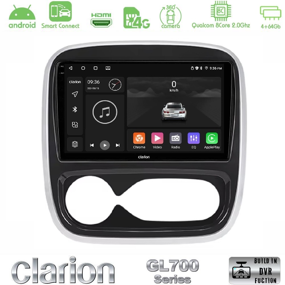 Clarion GL700 QUALCOMM Series 8Core Android ClarionOS 4+64GB Renault/Nissan/Opel/Fiat Navigation Multimedia Tablet 9" Με Carplay & Android Auto (AUTO A/C)