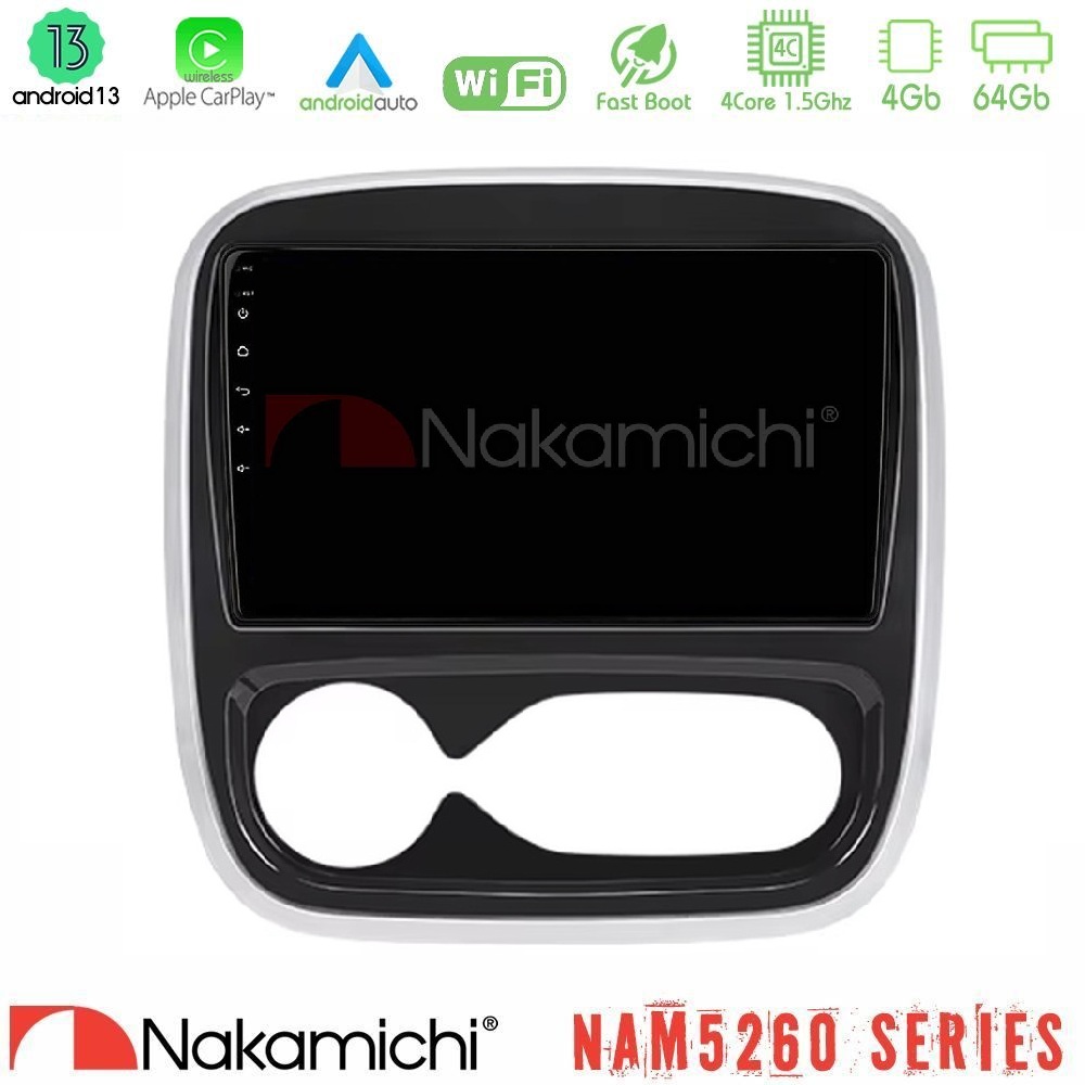 Nakamichi NAM5260 Series 4Core Android13 4+64GB Renault/Nissan/Opel/Fiat Navigation Multimedia Tablet 9" Με Carplay & Android Auto (AUTO A/C)