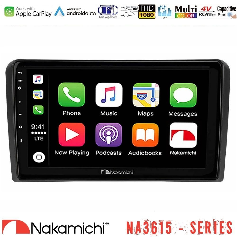 Nakamichi NA3615 Series Με Wireless Carplay & Android Auto Audi A3 8P Media Station Tablet 9"