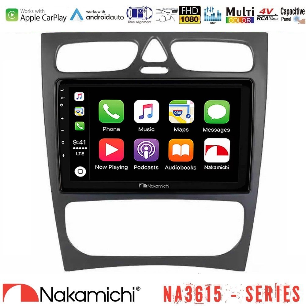 Nakamichi NA3615 Series Με Wireless Carplay & Android Auto Mercedes C Class (W203) Media Station Tablet 9"