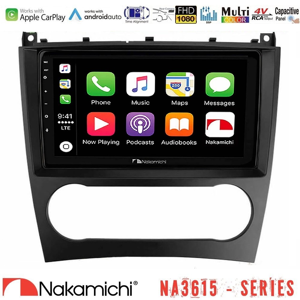 Nakamichi NA3615 Series Με Wireless Carplay & Android Auto Mercedes W203 Facelift Class Media Station Tablet 9"