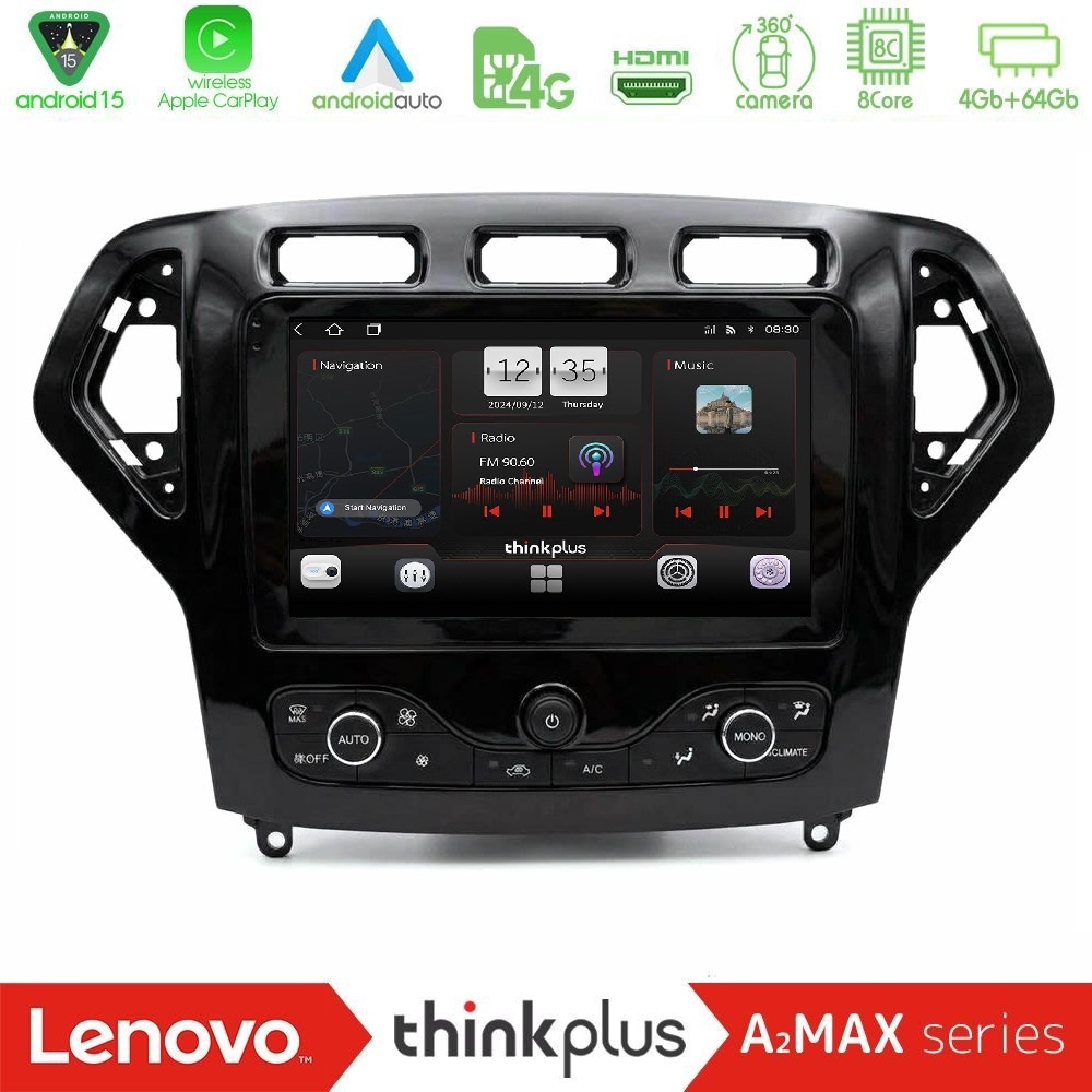 Lenovo Thinkplus A2MAX Series 8Core Android15 4+64GB Ford Mondeo 2007-2010 (Auto AC με NAVI) Navigation Multimedia Tablet 9"