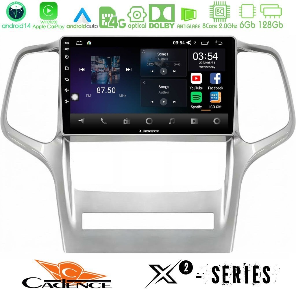 Cadence X2 Series 8Core Android14 6+128GB Jeep Grand Cherokee 2011-2013 Navigation Multimedia Tablet 9"