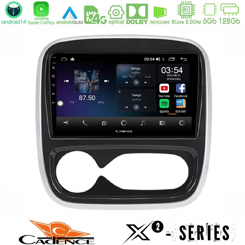 Cadence X2 Series 8Core Android14 6+128GB Renault/Nissan/Opel/Fiat Navigation Multimedia Tablet 9"  (AUTO A/C)