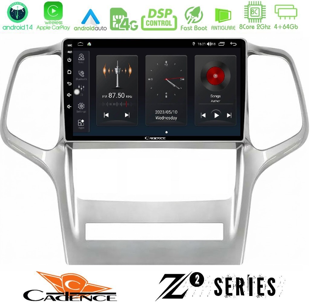 Cadence Z2 Series 8Core Android14 4+64GB Jeep Grand Cherokee 2011-2013 Navigation Multimedia Tablet 9" Με Carplay & Android Auto