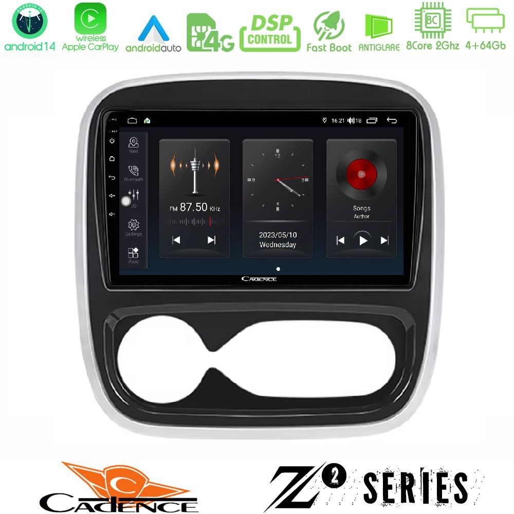 Cadence Z2 Series 8Core Android14 4+64GB Renault/Nissan/Opel/Fiat Navigation Multimedia Tablet 9" Με Carplay & Android Auto (AUTO A/C)